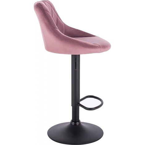 Sgabello Struttura in Acciano Nero Opaco e Seduta in Velluto Vari Colori colore: Rosa (1/4)
