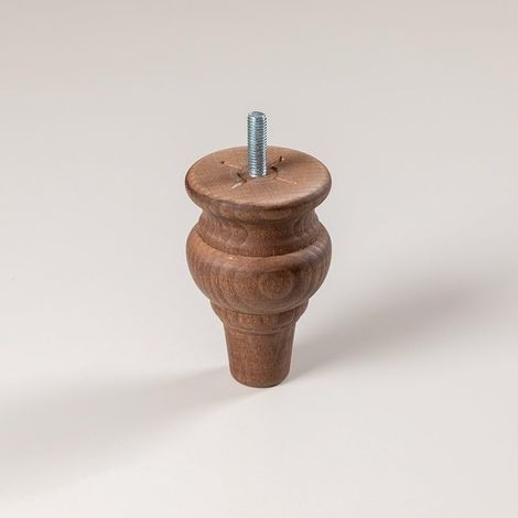 Pack 4 patas de madera de haya Torneada nº 10 de 9,5 cm – Nogal – para sillones, sofás y muebles