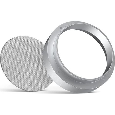 Bol para polvo de acero inoxidable de 51 mm con asa y tamiz, anillo dosificador inteligente, color plata.