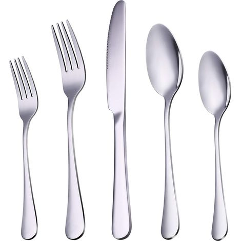 Set De Couverts - Acier Inoxydable - 20 Pièces Pour 4 Personnes - Lavable En Lave-vaisselle - Or Miroir (1/5)