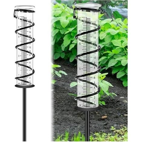 Pluviometre, Pluviometre Exterieur Jardin, avec des Clous à Sol Pluviomètre, Résistant aux Intempéries, Pluviomètre Amovible (1/4)