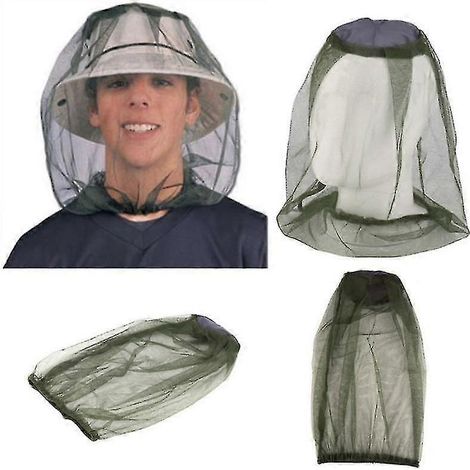 Moustiquaire de visage, moustiquaire de tête, lot de 3 moustiquaires de tête, chapeau-masque anti-moustiques d'extérieur (1/4)