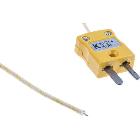 Thermocouple type K Ø 1/0.3mm, L 5m, +250°C max à Fiche mâle miniature ( Prix pour 1 )