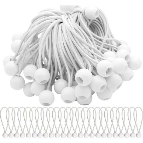Confezione da 50 tenditori elastici, corde elastiche con palline, corde elastiche a molla, palline elastiche per tendoni, tende, striscioni e teloni.