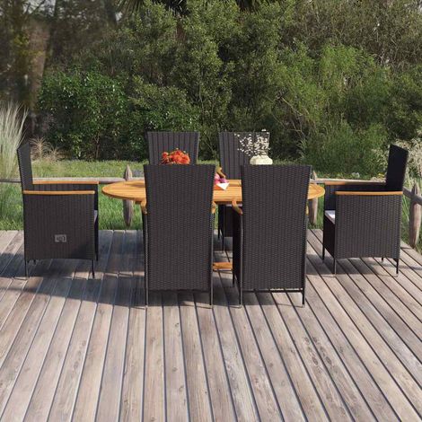 Ensemble à manger de jardin 7 pcs-Salon de jardin Résine tressée Noir 927518 (1/5)