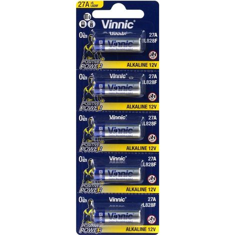 Batteria 27ae Alcalina 12v Vinnic 0% Hg Lr27a (blister 5 pz.) 27a-b5/vinnic
