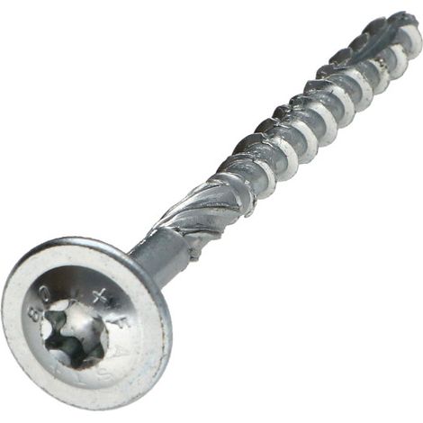 Vis bois TEKOR Tête disque TORX T30 Pointe antifendage type 17 6X90 Filetage partiel Acier zingué - 100 pièces (1/5)