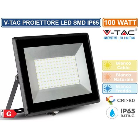 V-TAC VT-40101 E-SERIES FARO LED SMD 100W ULTRA SOTTILE DA ESTERNO COLORE NERO - SKU 5964 / 5965 / 5966 - Colore Luce: Bianco Naturale