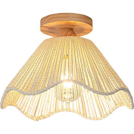 SIENTICE Lampada da soffitto semi-incassata in rattan, lampada da soffitto per interni,lampada da soffitto E26 , lampadina non inclusa (01)