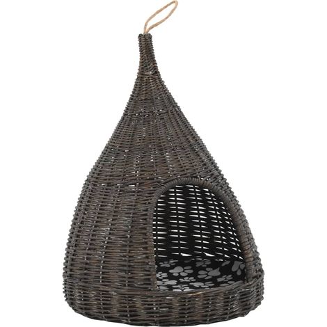 vidaXL Cesta per Gatti Cuscino Grigio 40x60cm Teepee Salice Naturale