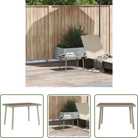 Außenmöbel - Garten-Couchtisch Rechteckig Hellgrau 60x40x37 cm Poly Rattan (1/5)