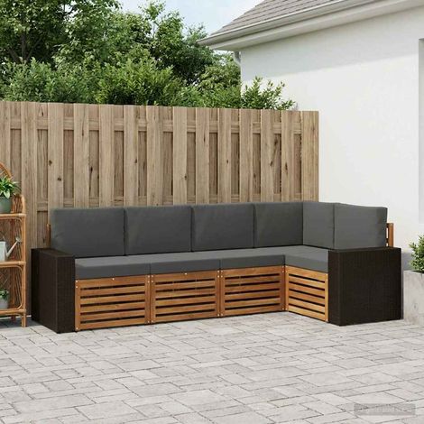 vidaXL Ecksofa Set 5 pcs Natur und Anthrazit Massivholz Akazie (1/5)