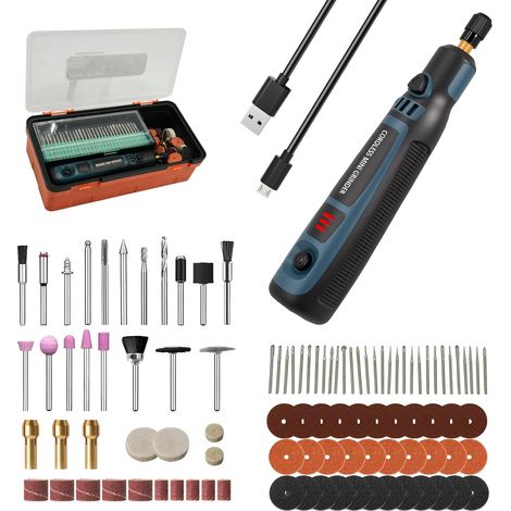 Outil Rotatif Multifonction Sans Fil, USB Rechargeable Kit d'outils de Gravure Rotatif pour Sculpture/Polissage/Ponçage/Perçage et Bricolage, Stylo Graveur Électrique avec 96 Accessoires (1/5)