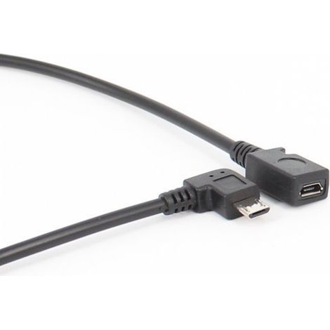 Left-angled 90° extension cable, micro male to female, for charging Android phones for data. (1/5)