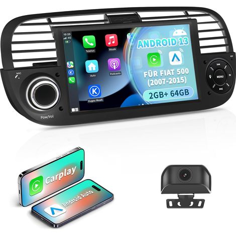 Car Radio for 500 (2007-2015) 7 Inch IPS Touch Screen with Waterproof HD Rear View Camera Wireless CarPlay (1/5)