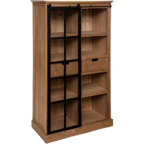 Atmosphera – Vitrine 2 tiroirs 150 cm en verre trempé et MDF – Marron caramel – Design tendance pour objets décoratifs – Dimensions L. 80 x l. 40 x H. 150 cm (1/5)