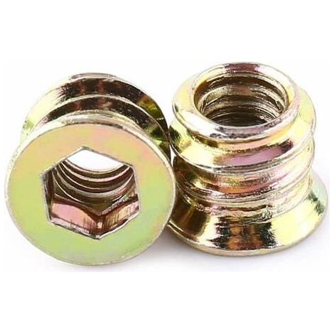 20 Pcs Zinc Alloy Hex Nuts - Threaded Wood Inserts - M6x10mm