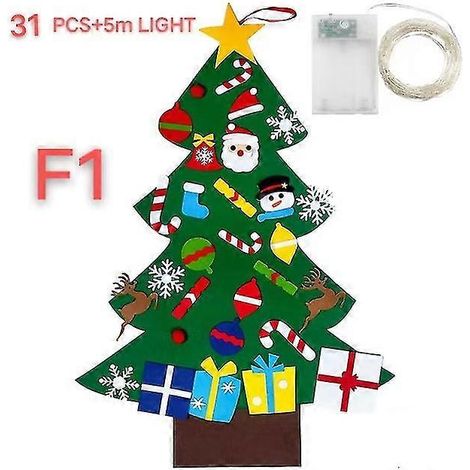 Sapin de Noël en feutrine pour enfants, bricolage, Père Noël, cadeau, décoration de Noël 2024, sapin de Noël, bonne année 2023, style sapin de Noël F1 (1/5)