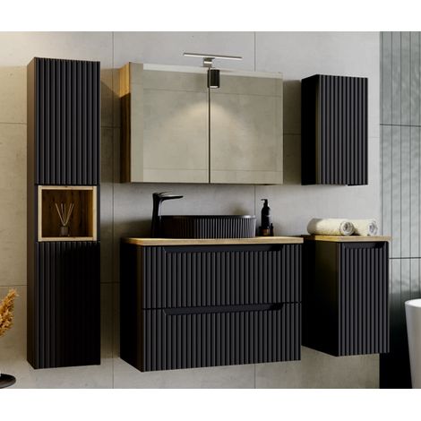 Ensemble de salle de bain NOVA NOIR - 1 vasque, 1 colonne (1/3)