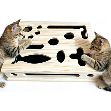 2-in-1 scratching puzzle with sandpaper, interactive nail file box for stress-free claw care for indoor cats, cat toy, interactive indoor toy box (1/5)