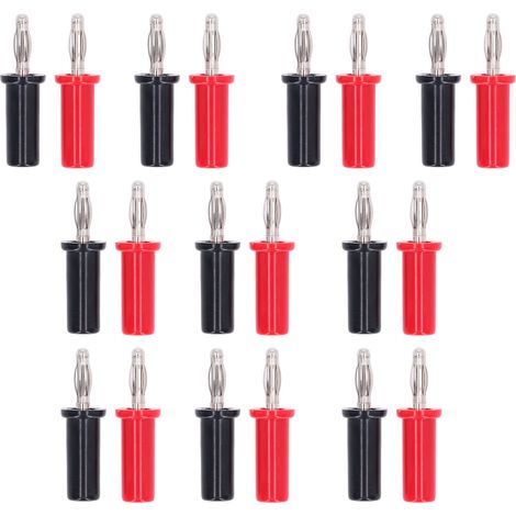 Connecteur mâle à souder en laiton, fiche banane de 4mm, Type lanterne rouge et noir, 10 jeux, J.10013 (1/5)