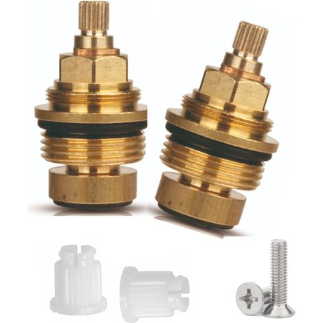 Schläfer 451410 Coppia Vitone Ricambio Unificato 1/2" (pollice) con Broccia 8/20 ed inserto Valvola in plastica 13/20 per Rubinetto Bagno, Cucina, Gruppi a Muro con manopole. Conf. 2pz. (1/5)