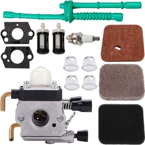 Carburador C1Q-S97 para desbrozadora STIHL FS55 FS55R FS55C FS45 FS75 FS80 FS85 HS75 C1Q-S143 C1Q-S153 C1Q-S186 AB, con filtro de aire y kit de manguera de combustible. (1/5)