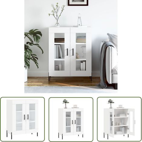 The Living Store Buffet blanc 69,5x34x90 cm bois d'ingénierie - Buffet Blanc - Meuble De Rangement - Armoire - Commode - Mobilier Moderne (1/5)