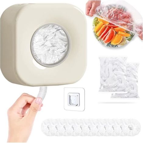 boîtes de rangement pour film plastique,distributeurs de film alimentaire,Boîte carrée,anti-poussière,Mural storage bag-Beige (1/4)