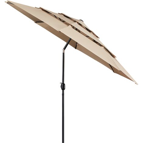 Homevive Sombrilla de Jardín Patio 324 cm de 3 Niveles para Exteriores con Doble Ventilación Sombrilla de Mercado Inclinable con Manivela para Mercado Piscina Jardín (1/5)