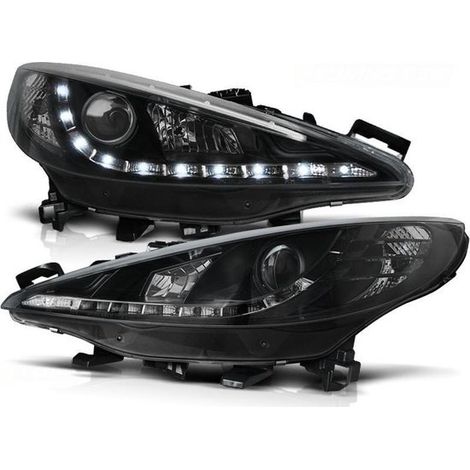 Phares avec feu de position PEUGEOT 207 05 06-06 12 NOIR