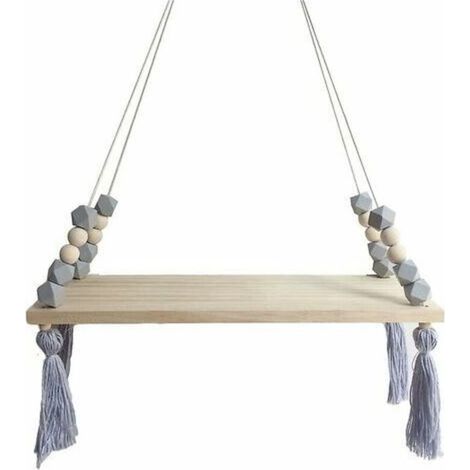 Étagère murale étagère flottante support en bois balançoire étagère murale suspendue planche murale Macaron planche filles pépinière décor
