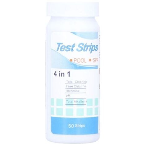 4 En 1 Testeur Pour Eau De Piscine Et Spa, 50 Bandelettes Test Piscine, Bandelette Piscine, Test Piscine Chlore