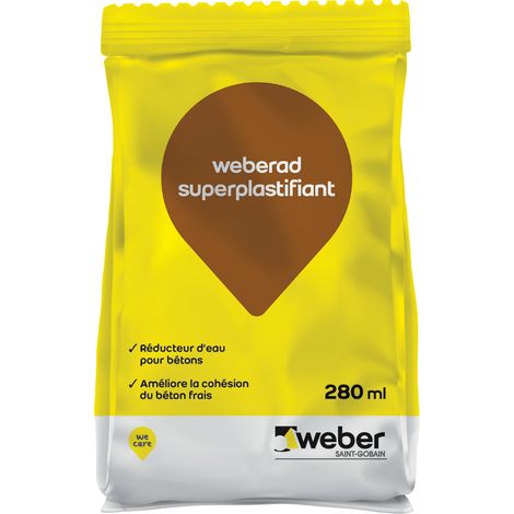 Weber Saint-Gobain Réducteur d'eau pour béton, 280ml, Weberad superplastifiant