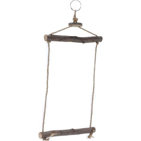 Balançoire en corde de chanvre pour oiseaux, perchoir en bois naturel, non toxique, durable et robuste pour perroquets. (1/5)