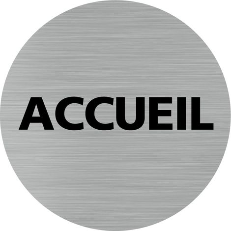 Pictogramme Accueil (Q0192).- Adhésif aspect aluminium brossé - Diamètre 76 mm (1/5)