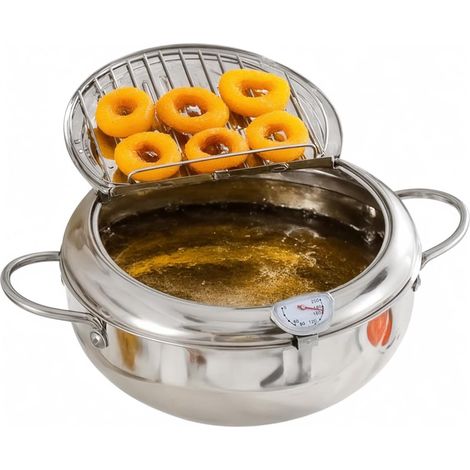Frittiertopf – Japanischer Frittiertopf – Inkl. Ölthermometer – Mit Fettauffangschale – 2,2 Liter – Für Gas- und Induktionsherde (1/5)