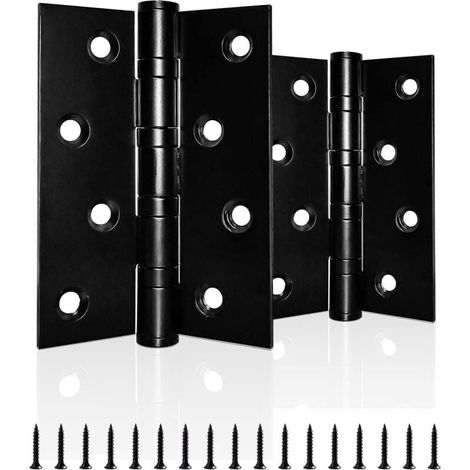 Packung mit 1 Paar robusten, kugelgelagerten Türbändern aus verchromtem Edelstahl für den Innen- und Außenbereich aus Holz, schwarz, 100 mm (1/4)