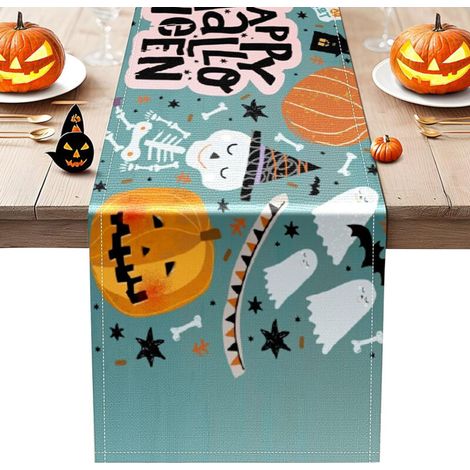Bardusch - Chemin de table citrouille d'Halloween 13 x 72 pouces pour décoration de table à la maison, décoration de table pour dîner d'Halloween en intérieur.. (1/5)