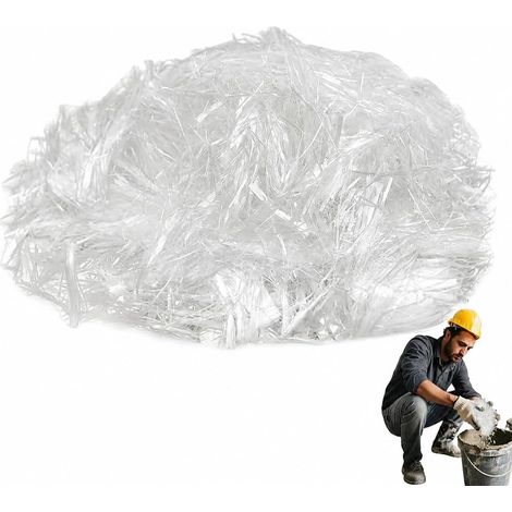 Fibres de Verre 1 kg 6 mm pour Béton et Ciment – Fibres de Renforcement Anti Fissures pour Mortier, Béton, Résine Époxy et Construction Étanche (1/5)