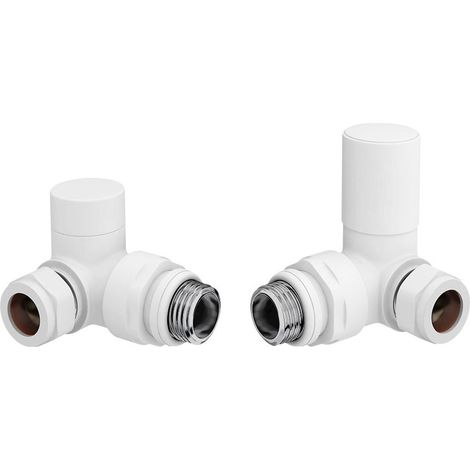 Signature Patterned Corner Radiator Valve Pair - White