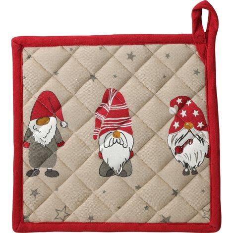 Gant de cuisine en coton avec motif de gnome, 20×20 cm (1/3)