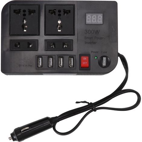 Chargeur et Convertisseur de Voiture 12V 300W avec Prise USB et Protection Multiple Inverter Transformer E8982 (1/5)
