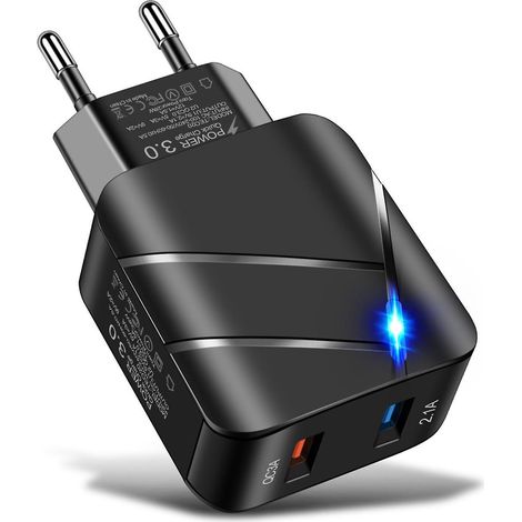 TE-Q820 Quick Charge 3.0 + 2,1A USB-Wandladegerät 28W Dual-Port Schnellladeadapter Ladeblock
