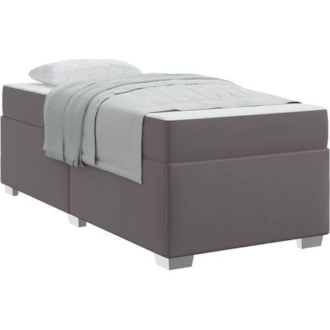 Cadre de lit en tissu gris (matelas inclus), dimensions 80 x 200 cm (1/5)