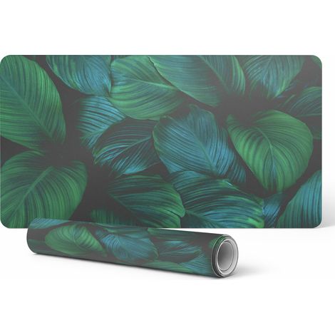 Alfombrilla de escritorio moderna para teletrabajo, hojas tropicales, 120x60 cm