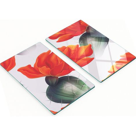 Tablas de cortar de cristal para cocina con estampado vintage de cactus, 2 x 30 x 52 cm.