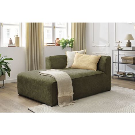 BOBOCHIC - Méridienne pour canapé modulable MEGEVE tissu texturé Angle gauche  Vert (1/5)