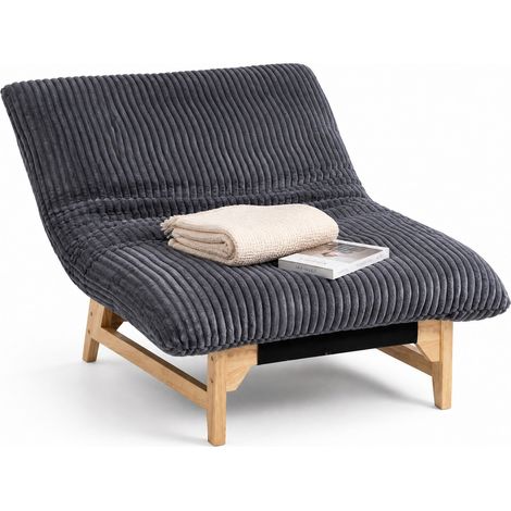 Poltrona sacco per adulti in corduroy grigio con schienale, monoblocco, 1 posto (1/5)