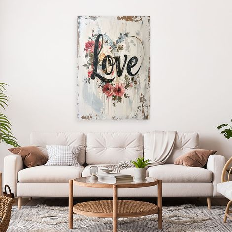 Wandbild Shabby Chic Rose Liebesinschrift 60x90 (1/4)